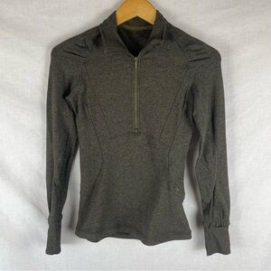 Lululemon Extra Mile 1/2 Zip Heathered Utilitarian/Black Size 2